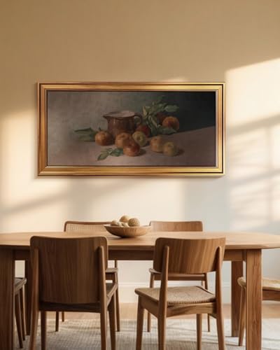 Image of HUARCEY Gold Framed Vintage Wall Art for Living Room Harvest Apples Still Life Oil Painting Large Cottagecore Room Decor Picture Canvas Print Farmhouse Fruit Wall Decor Bedroom Kitchen Bathroom 20x40
