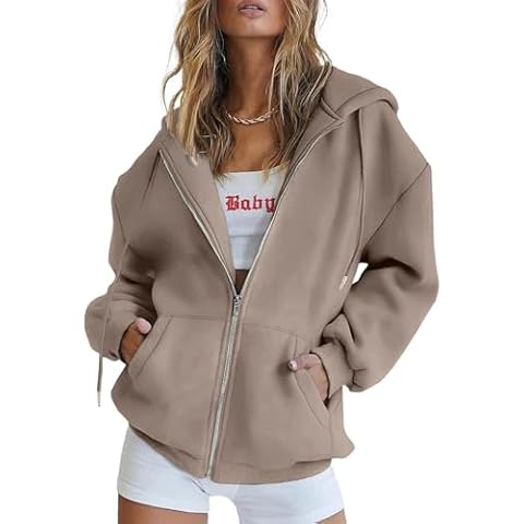Jhsnjnr Womens Long Sleeve Zip Up Hoodies Oversized Sweatshirts Lightweight Jackets Cover