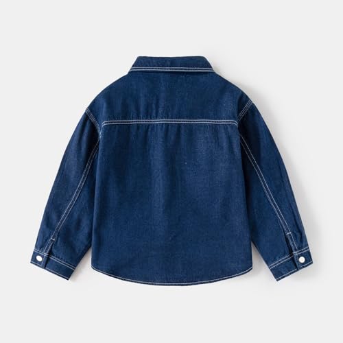 Boys Girls Denim Shirt Lapel Oversize Long Sleeve Button Cowboy Outwear Teen Casual Solid Jacket with Pocket4