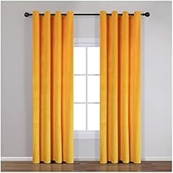 Tramas Cortinas Opacas PimpamTex - Pack 2 Cortinas Terciopelo Opacas Aislante Térmico, Protección Solar y Anti Luz, para Ventana Salón Habitación y Dormitorio - (Mostaza New)