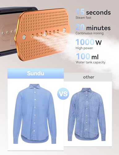 Steamer for Clothes Portable Handheld Garment Steamer,15s Fast Heat-up,100ml Water Tank,Steamer Ironing Gloves,20 Minutes of Continuous Ironing for Travel and Home