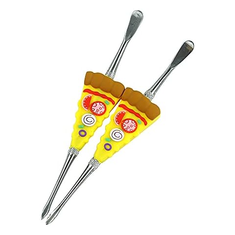 Anvirtue Wax Carving Oil Tool with Pizza Handle, Stainless Steel Concentrate Oil Tool Sculpting Tool Spoon with 1 Piece Clay Needle Tool (2) Cover