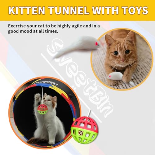 Sweetbin 4 Way Large Cat Tunnels For Indoor Cats - 10 Inch Diameter & 47 Inch Long Cat Play Tunnel Toy - Cat Tube With Play Ball & Mouse Toy - Durable Interactive Peephole  thumb #5