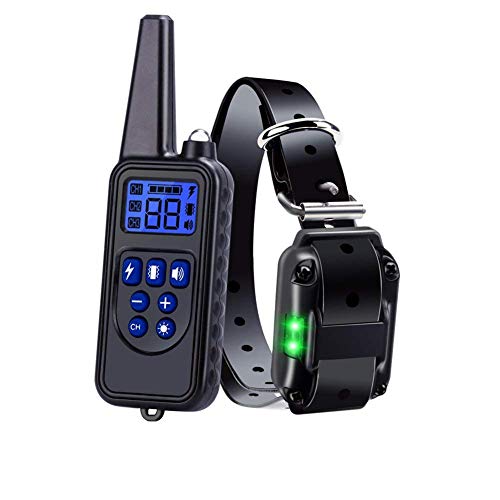Collier de Dressage pour Chien avec Beep Vibra Choc collier dressage chien étanche et Rechargeable Collier télécommande 800 Verges Collier Electrique pour Chien pour la formation de chien (Noir)