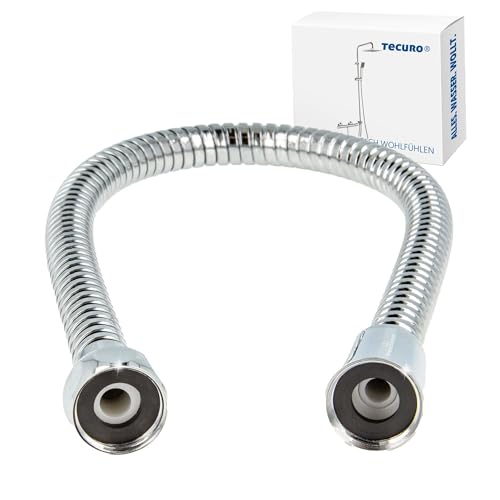 tecuro Metall Agraff Brauseschlauch 0,75 m, doppelt gewickelt, hochglanzverchromt, Innenschlauch geprüft nach KTW-A und DVGW W-270, inkl. 2 Dichtungen