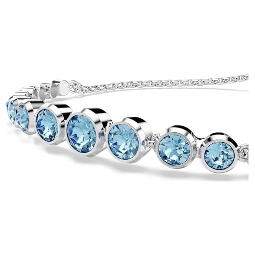 Swarovski Imber Tennis bracelet, Mixed round cuts, Blue, Rhodium finish4