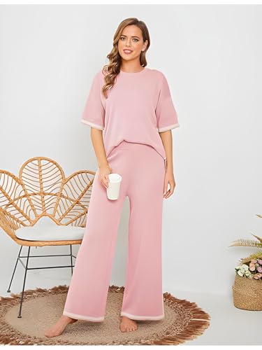 Image of TYSORT Women Casual Summer co ords Set Track Suit Oversized Top Baggy Pant,Top and Pajama Set