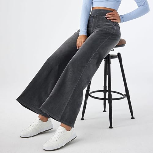 fanmpghleoo Wide Leg Jeans Woman Pull On Elastic Waist Jeans for Women Trendy Boyfriend Jeans Sweatpants That Look Like Jeans4
