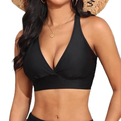 Mujer Trajes de Baño Una Piezas Correa Push Up Ajustable Cruzados BretellesTankini Bikini Set Cintura Alta Transparente Swimwear Swimsuits División Camisetas Beachwear, Le Noir, XL