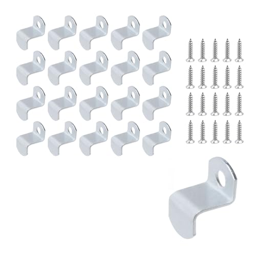 Image of T Tulead Canvas Clips for Picture Framing Single Hole Offset Clips 1 /2 inch Offset Mirror Clip 20PCS with Screws