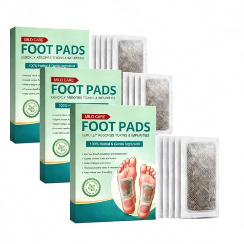 Image of (30 Pieces) 100% Herbal Detox Foot Patch with Ginger Bamboo Vinegar | Overnight Foot Pads for Sleep Relaxation Pain Relief Stress Care | Natural Cleansing Acupoint Patch for Men Women | Micro-Massage Technology (Pack of 3)