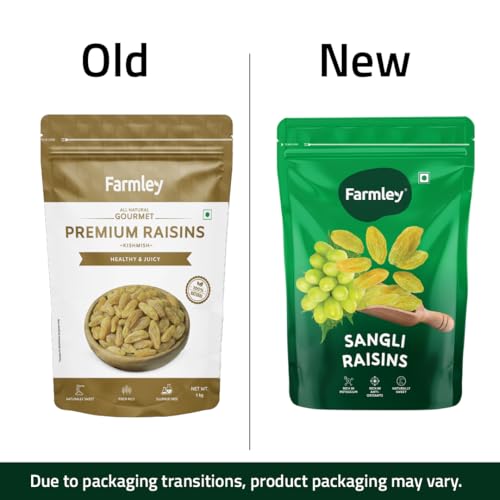Image of Farmley Raisins Seedless I 1Kg,I Kishmish, Dry Fruits Source Of Potassium, Healthy & Nutritious (Pack of 3)