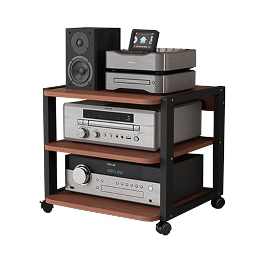 Support multimédia AV à 3 niveaux et tour audio en rack en noyer