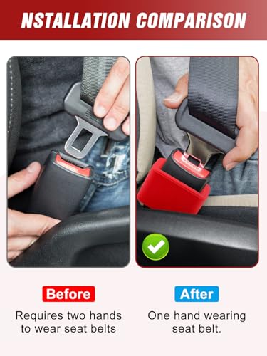 Image of 2 PCS Seat Belt Buckle Holder, Silicone Seatbelt Buckle Booster to Makes Receptacle Stand Upright for Easy Access (Red)