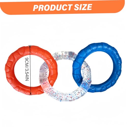 Hundering-Spielzeug für Training und Zahnreinigung, Kauspielzeug für Hunderinge aus Gummi mit 3 farbigen Ringen, interaktives, unzerstörbares Hundespielzeug für kleine, mittelgroße und große Hund