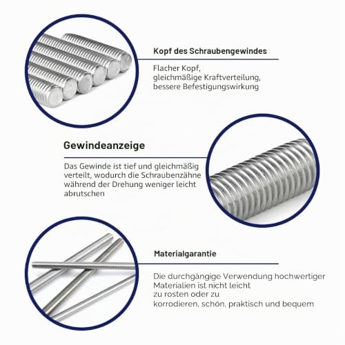 Gewindestifte M6x40mm Edelstahl A2 V2A Gewindestangen DIN976
