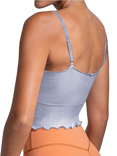 Image of Sunzel Tank Top for Women, V Neck Seamless Ribbed Crop Camisole with Ruffles