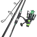 Sougayilang Surf Fishing Rod Combo IM8 Carbon 3 Piece Travel Spinning Rod with 4000 Size Spinning Reel - 10', Green, LVS1003KO4000