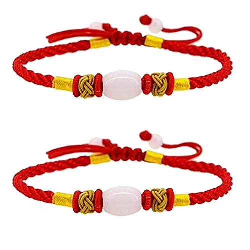 Brighttea Handmade Lucky Knot Oval Bead Red String Bracelet, Good For Wealth And Love, Kabbalah Red String Bracelet #TOP4