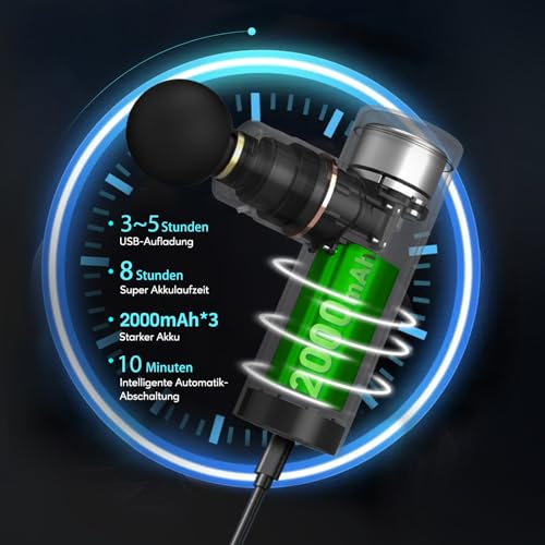 arboleaf Massagepistole mini Massage gun, 3200 U/min 0,47kg Massage Pistole mit AI Stufen 4 Aufsätze, leicht Muskelpistole mit Transportcase Muscle Gun für Muskelentspannung stark Akku USB-C 6