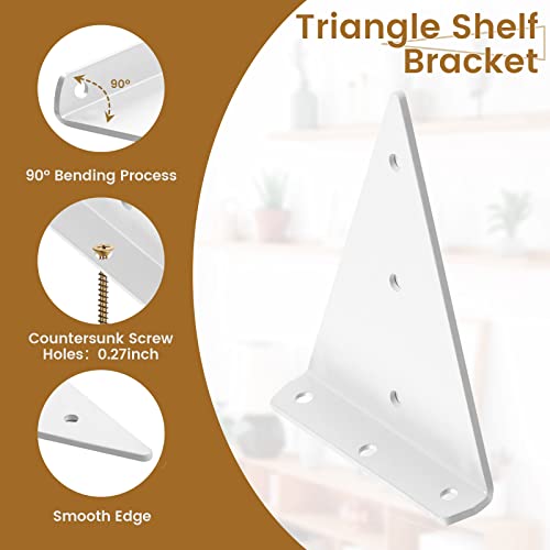 Triangle Shelf Bracket 6.5 Inch, Ulendis Heavy Duty Metal Invisible Triangle Brackets For Shelves, Hidden Shelf Bracket, Wall Mount Decorative Floating Shelf Brackets & Support 4 Pack (White) #TOP3