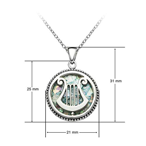 Solidsilver - Sterling Silver Genuine Ancient Roman Glass David Harp Design Pendant Necklace. #TOP3