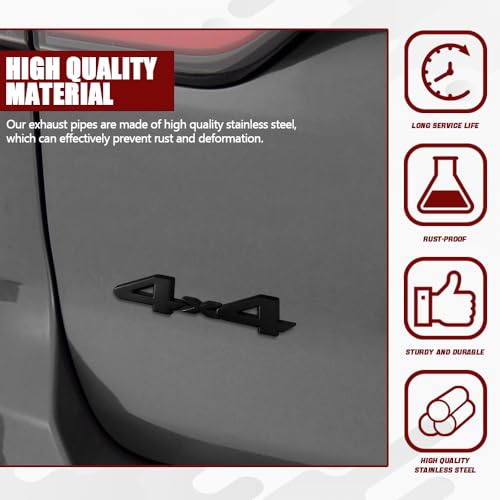 Image of 4x4 Emblem Sticker, 3D Chrome Badge Decal Sticker, 4 x 4 Emblem Nameplate Decal, 3D Metal Badge Decal for Auto Fender Bumper Front Hood Trunk, Car Exterior Accessories Universal for Most Cars (Black)
