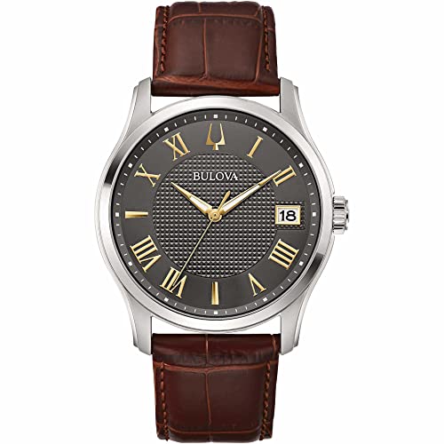 Bulova Orologio Analogico al Quarzo Uomo con Cinturino in Pelle 96B389
