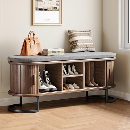 Decofy Shoe Storage Bench with Cushion and...