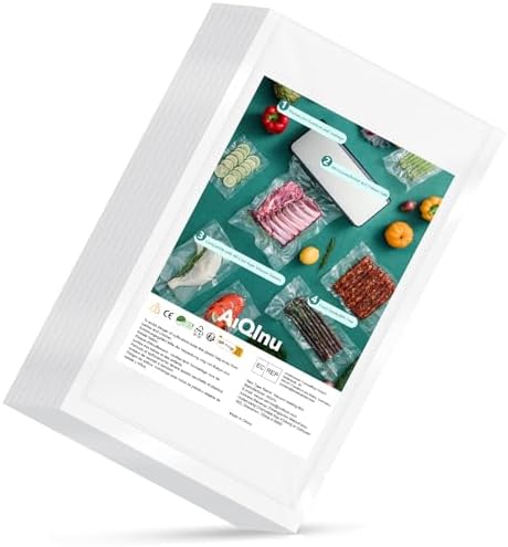 AiQInu Bolsas de Vacío para Alimentos 15x25 cm 50 Bolsas para Máq...