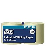 tork 129243 carta per asciugatura industriale advanced, compatibile con il sistema w1 (da terra o da parete), 2 veli, 1 conf. x 2 rotoli (2 x 510 m), colore verde