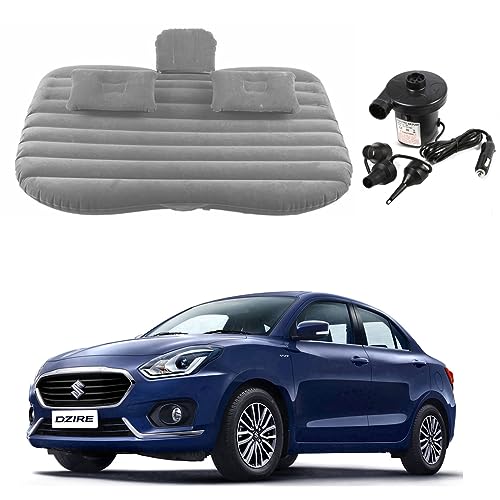 Image of Oshotto Multifunctional Car Travel Bed Mattress with Two Air Pillows, Car Air Pump Compatible with Maruti Suzuki Dzire 2017-2026 (Grey)