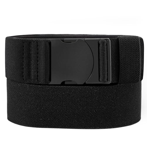 Elastic Belts for Men Stretch Nylon Belt With No Metal Plastic Buckle, Lightweight Golf Hiking Travel Belt