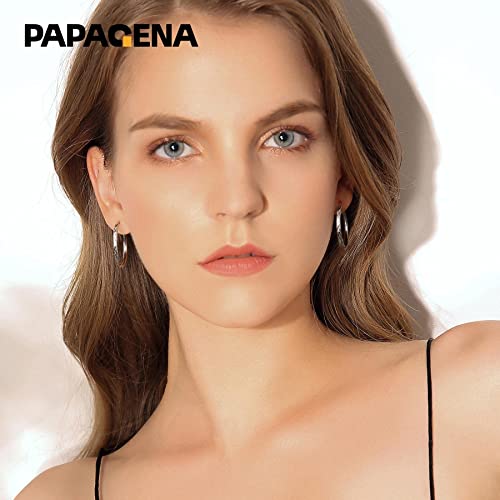 Papagena Sterling Silver Hoop Earrings For Women Hypoallergenic 20 30 40 50 60Mm Starburst-Cut 3Mm Width Round Hoops(30Mm) #TOP5