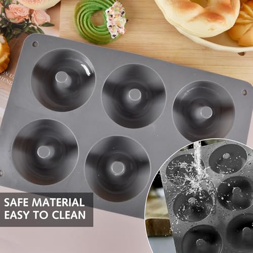 2 PCS Donut Mould, Doughnut Mould 6 Cavity Non-Stick Silicone Baking Trays Food Grade Silicone Baking Moulds Silicone Moulds for Donut Baking Pan (Grey) - Image 6