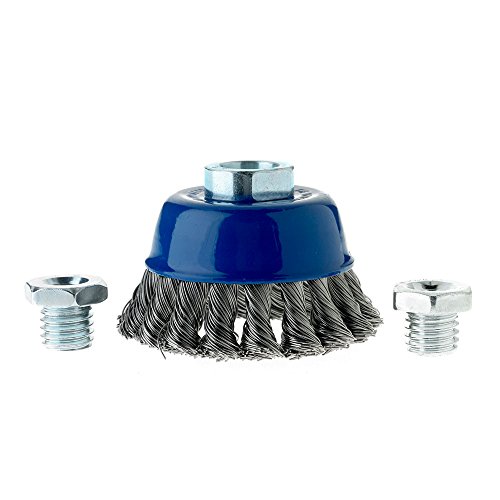 Image of Mercer Industries 189020 - 2-3 /4 inch x 5 /8 inch-11 Knot Cup Brush, .020 Stainless Steel Wire (with metric adapters)