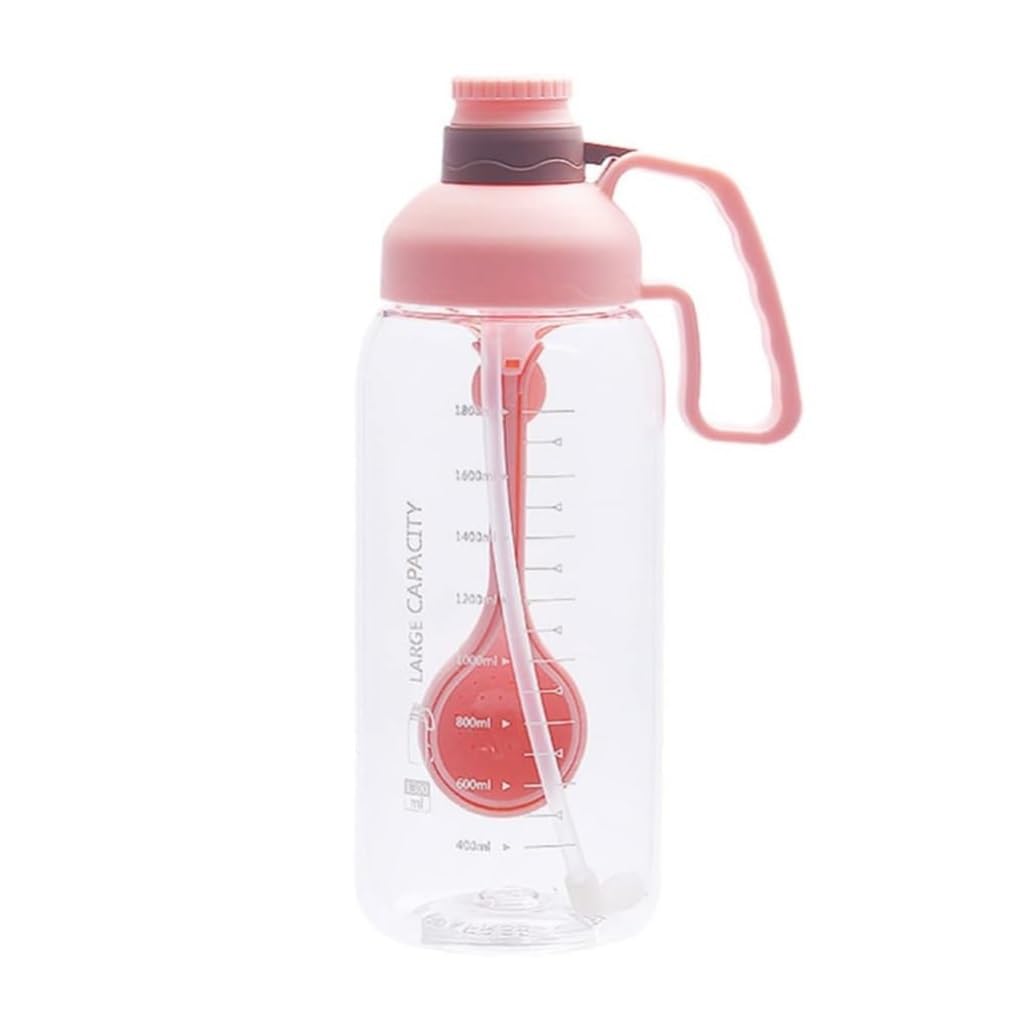 Bouteille d'eau Bouteille d'eau de bureau en plein air bouteille de paille d'eau de sport de forme physique bouteille d'eau portative avec la passoire à thé bouteille d'eau de 1.8L Gourde(Rosa)