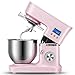 GAOLIGUO Robot kuchenny 5 l, 1200 W, 8 prędkości, mikser wielofunkcyjny z trzepaczką, hakiem do zagniatania, trzepaczką, maszyna do ciasta, kolor różowy