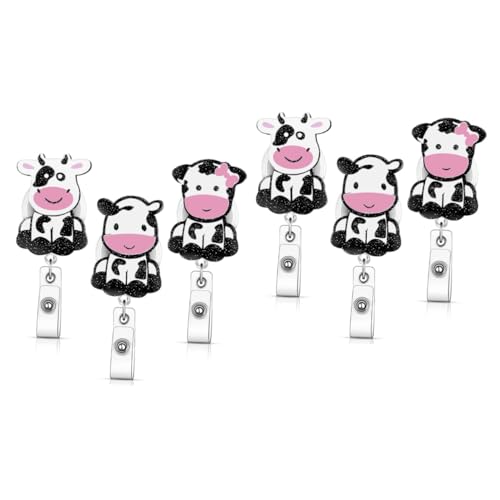 Porte-badge rétractable avec 6 clips décoratifs pour cartes d'identité de bureau et d'hôpital