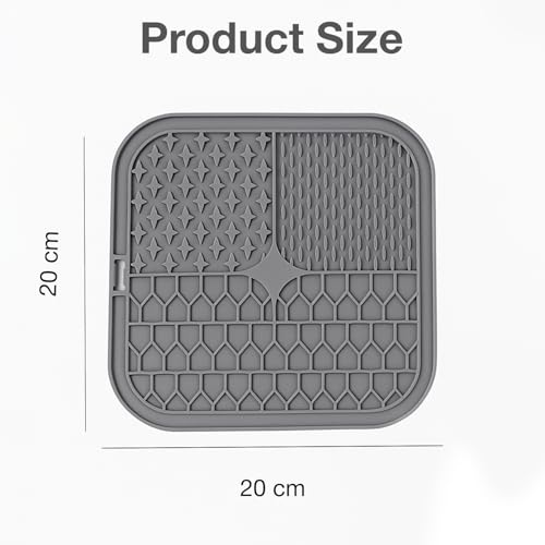 Image of Licking Mat for Dogs and Cats | Premium Lick Mat Suction Cups | Anxiety and Boredom Relief | Slow Feeding Mat Puzzle Toy | Food Grade Silicone Distraction Toy (Grey)