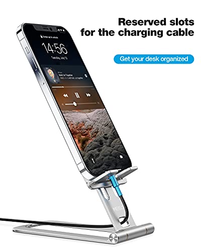 Meiso Cell Phone Stand, Fully Foldable Phone Holder For Desk, Desktop Mobile Phone Cradle Dock Compatible With Iphone, Samsung Galaxy, Ipad Mini, Tablets Up To 10” (Silver) #TOP6