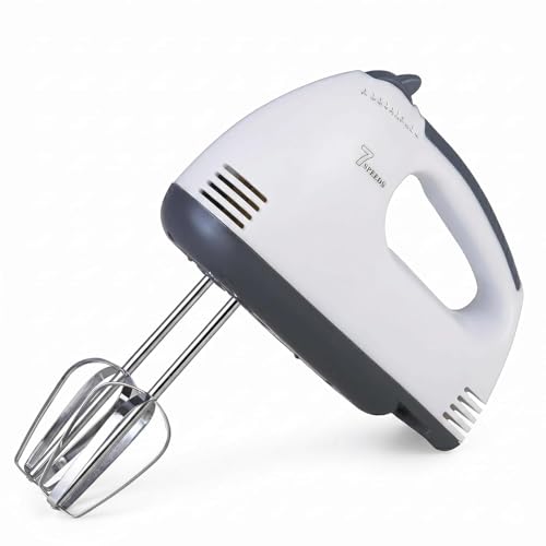 260W Hand Mixer | 7-Speed Electric Egg Beater & Hand Blender with Stainless Steel Beaters & Dough Hooks | Portable Kitchen Mixer for Cake, Cream, Doug