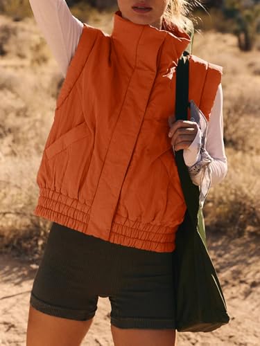 Tankaneo Womens Cropped Puffer Vest Lightweight Quilted Jacket Sleeveless Button Down Fall Winter Padded Gilet Coat4