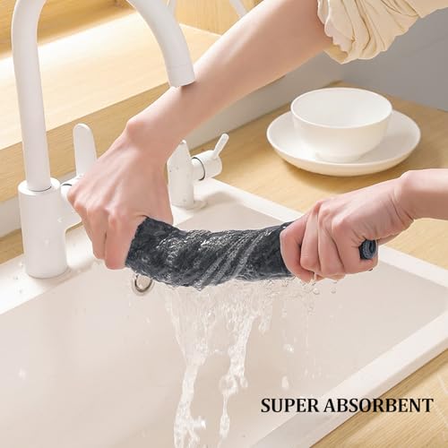 Set di 4 Strofinacci Cucina Cotone 30 x 30 cm,Stracci Cucina Cotone,Asciugamani Canovacci Cucina Super Assorbenti,Riutilizzabile e Ad Asciugatura Rapida Lavabili in Lavatrice (Grigio Scuro) - immagine 4
