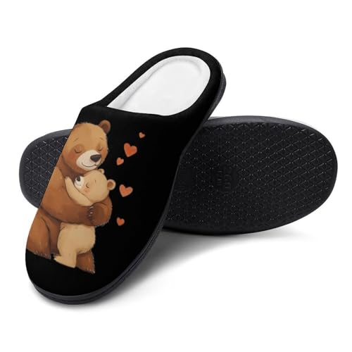 Mammy Bear Love Women's Cotton Slippers Indoor Outdoor Slip-on Warm House Shoes with Anti-Skid Rubber Sole4