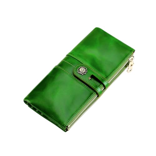 Image of Women's RFID Blocking Wallet, Green | Soft Leather, Clutch Money Purse, Slim Card Holder Organizer, Zip Pocket, 3020
