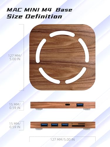 Hub Mac Mini M4 Pro support bois noyer bureau minimaliste - 7