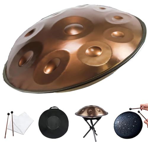 Handpan Steel Tongue Drum - 22 Inch, 9 Notes, Beginner Hand Drum for Meditation, Yoga & Education - Includes Carry Bag, 2 Mallets, 4 Finger Sleeves