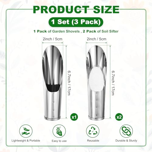 Juego 1-set de palas para suelo bonsái acero inoxidable 5cm miniatura 3