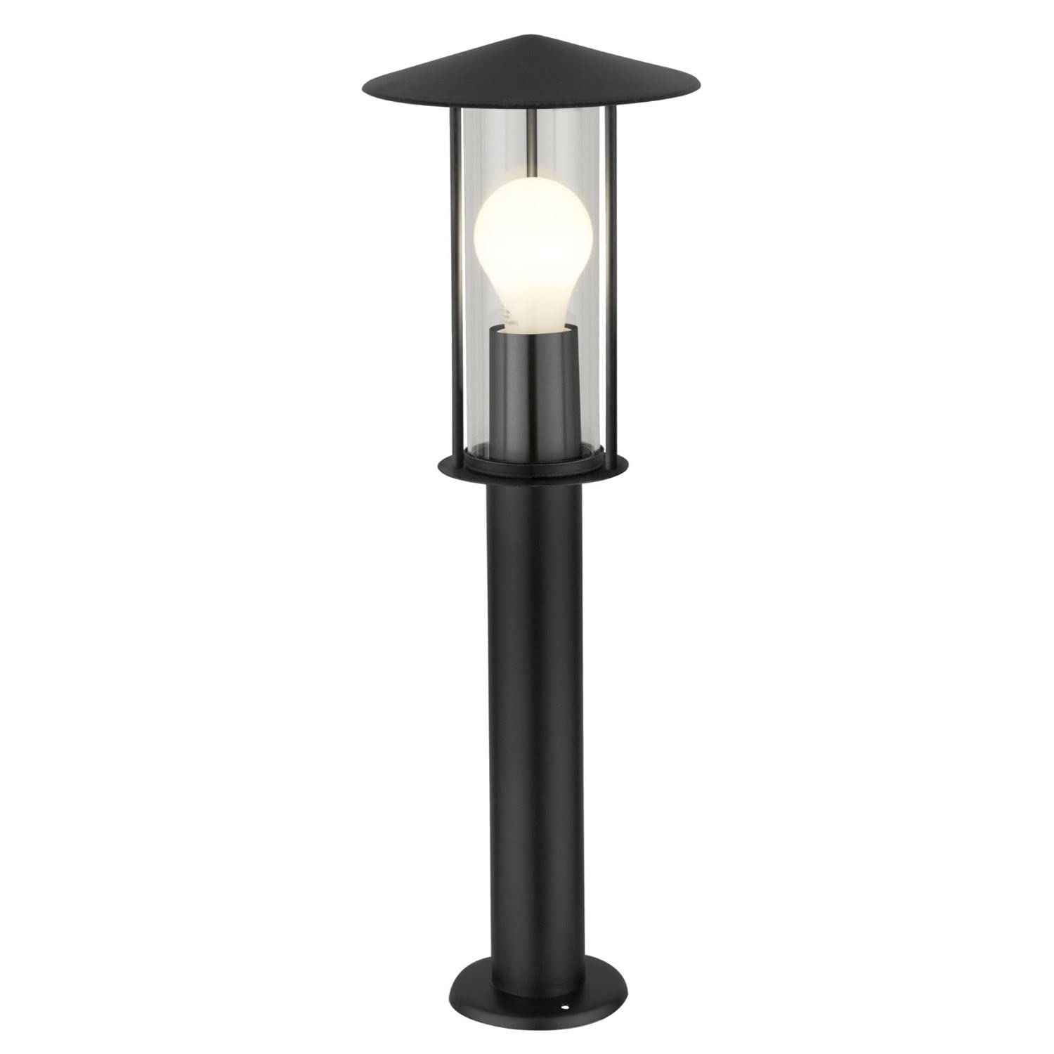 Firstchoicelighting Black & Clear Black Outdoor 50Cm Post Light, Garden Driveway Bollard Lamp, Ip44 Rated, Led Compatible